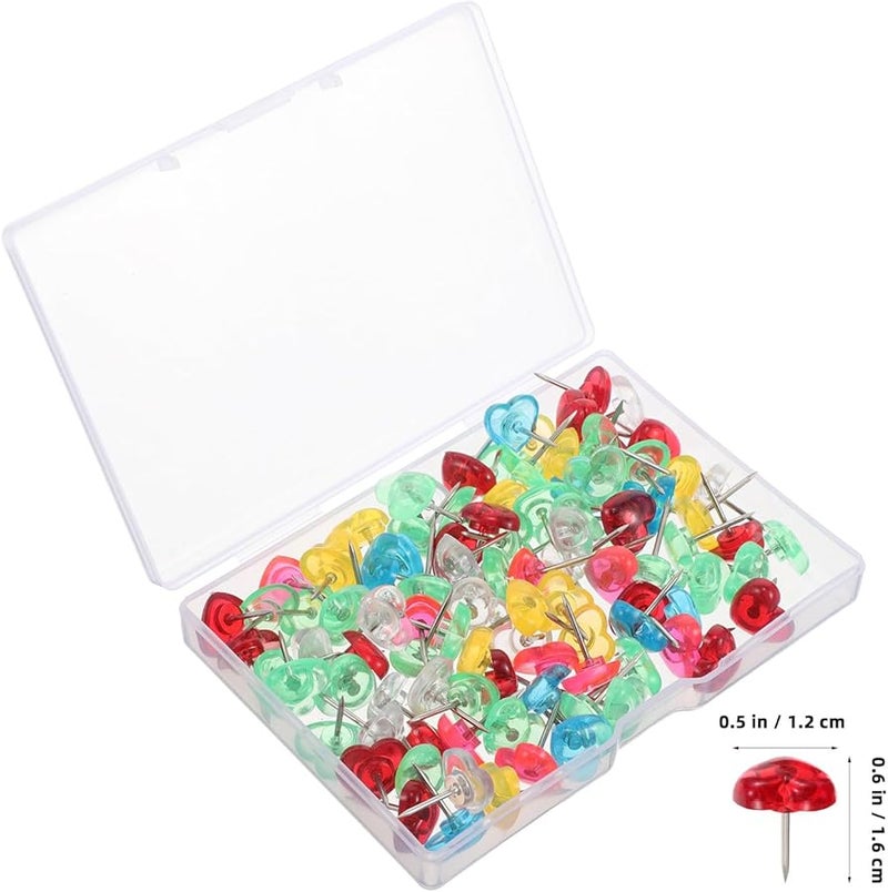 100pcs Pink Red Heart Push Pins for Bulletin Boards Office School DIY Decorative - Image 2